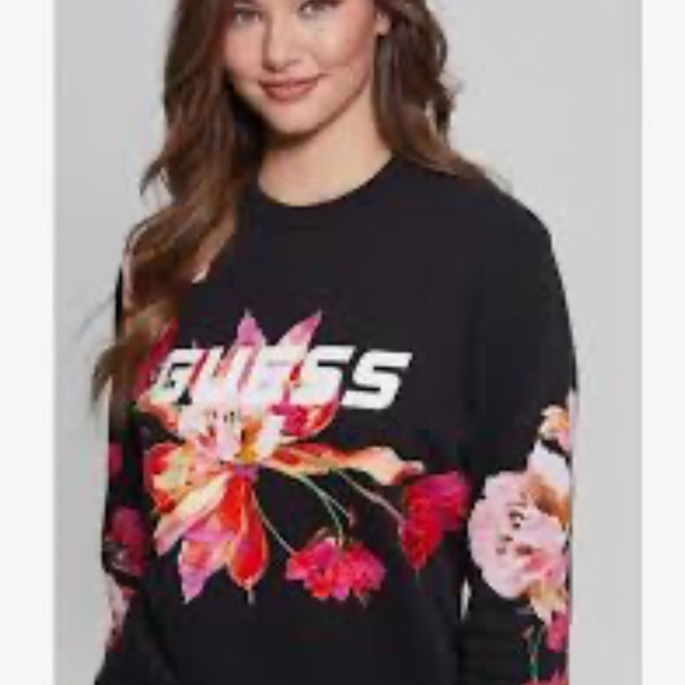 Guess Logo Sweatshirt Floral Design